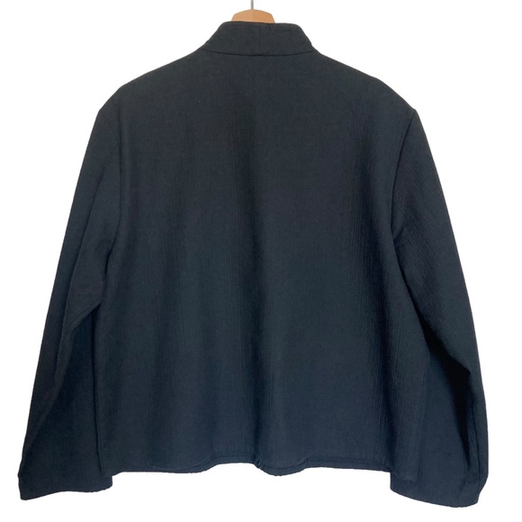 Eileen Fisher Crepe Zip Up Mock Neck Collar Lightweight Jacket Black Large - Picture 3 of 15
